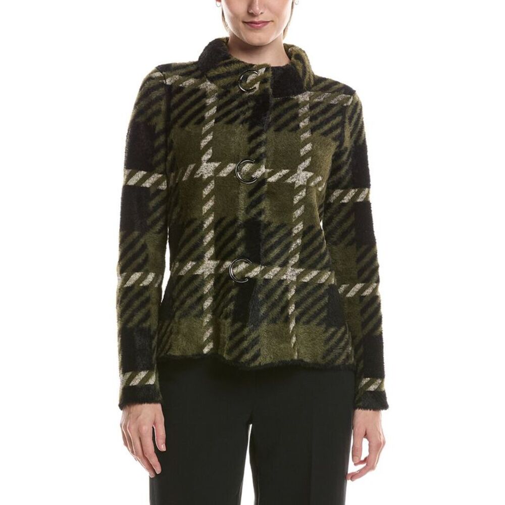 Picadilly Womens Short Plaid Jacket, Green